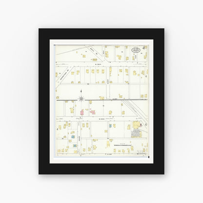 Old map wall art mockup — black gallery frame with white mat — Sanborn Fire Insurance Map from Salem, Columbiana County, Ohio (1909), Sheet #0004