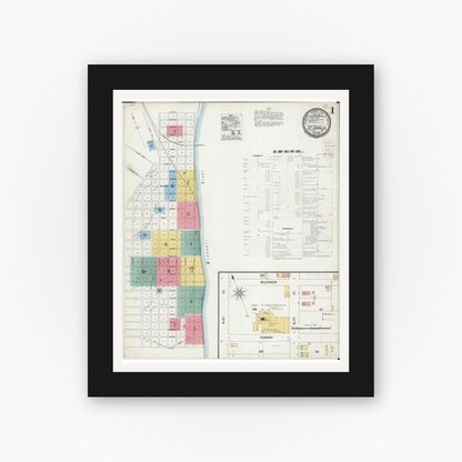 Old map wall art mockup — black gallery frame with white mat — Sanborn Fire Insurance Map from Saint Charles, Saint Charles County, Missouri (1900) - Complete Map Set