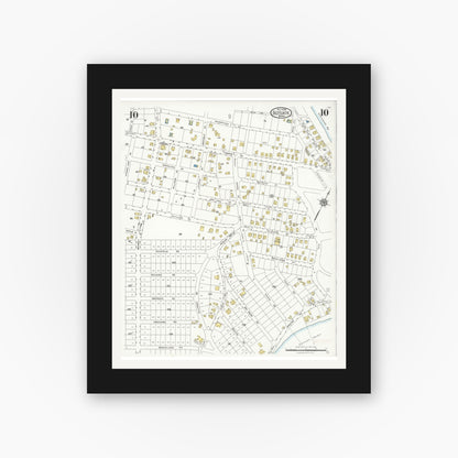 Old map wall art mockup — black gallery frame with white mat — Sanborn Fire Insurance Map from Scituate, Plymouth County, Massachusetts (1926), Sheet #0010