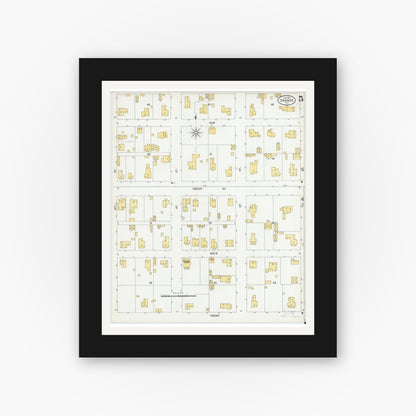 Old map wall art mockup — black gallery frame with white mat — Sanborn Fire Insurance Map from Orange, Orange County, Texas (1901), Sheet #0005