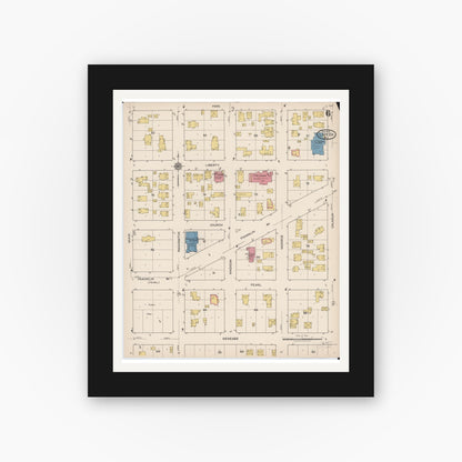 Old map wall art mockup — black gallery frame with white mat — Sanborn Fire Insurance Map from Lapeer, Lapeer County, Michigan (1922), Sheet #0006