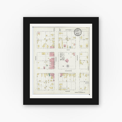Old map wall art mockup — black gallery frame with white mat — Sanborn Fire Insurance Map from Oregon, Holt County, Missouri (1893), Sheet #0001