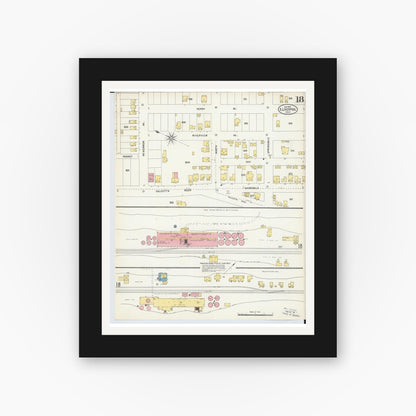 Old map wall art mockup — black gallery frame with white mat — Sanborn Fire Insurance Map from East Liverpool, Columbiana County, Ohio (1903), Sheet #0018