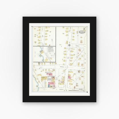 Old map wall art mockup — black gallery frame with white mat — Sanborn Fire Insurance Map from East Jordan, Charlevoix County, Michigan (1912), Sheet #0002