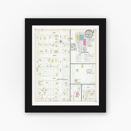 Old map wall art mockup — black gallery frame with white mat — Sanborn Fire Insurance Map from Appleton City, Saint Clair County, Missouri (1902) - Complete Map Set