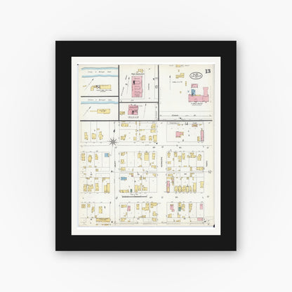 Old map wall art mockup — black gallery frame with white mat — Sanborn Fire Insurance Map from La Salle, La Salle County, Illinois (1906), Sheet #0013