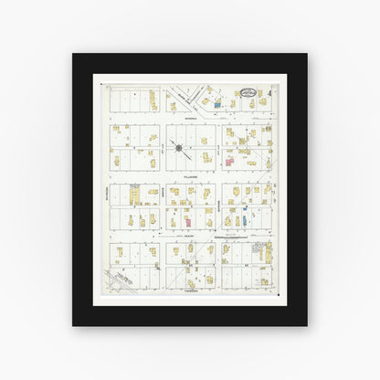 Old map wall art mockup — black gallery frame with white mat — Sanborn Fire Insurance Map from Chatfield, Fillmore And Olmsted Counties, Minnesota (1920), Sheet #0004