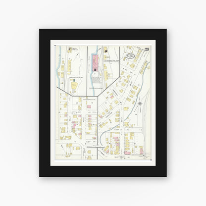 Old map wall art mockup — black gallery frame with white mat — Sanborn Fire Insurance Map from Alton, Madison County, Illinois (1909), Sheet #0023