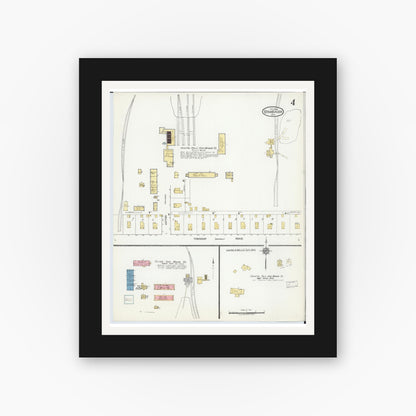 Old map wall art mockup — black gallery frame with white mat — Sanborn Fire Insurance Map from Stambaugh, Iron County, Michigan (1922), Sheet #0004