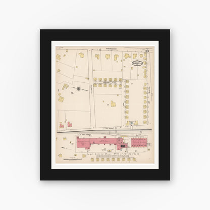 Old map wall art mockup — black gallery frame with white mat — Sanborn Fire Insurance Map from Reidsville, Rockingham County, North Carolina (1922), Sheet #0009
