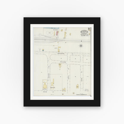Old map wall art mockup — black gallery frame with white mat — Sanborn Fire Insurance Map from Rockaway Beach, Queens County, New York (1894), Sheet #0003