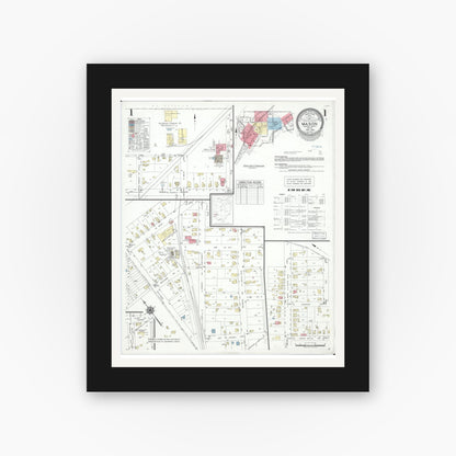 Old map wall art mockup — black gallery frame with white mat — Sanborn Fire Insurance Map from Mason, Warren County, Ohio (1946), Sheet #0001