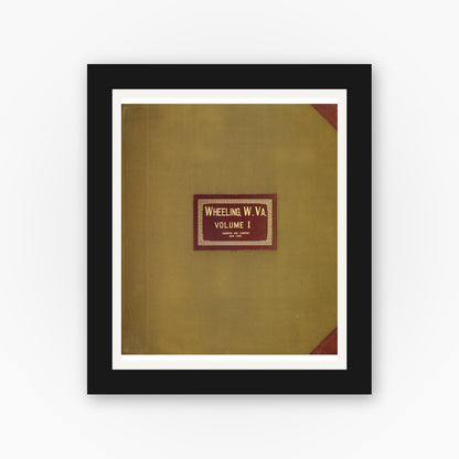 Old map wall art mockup — black gallery frame with white mat — Sanborn Fire Insurance Map from Wheeling, Ohio County, West Virginia (1950), Sheet #0001