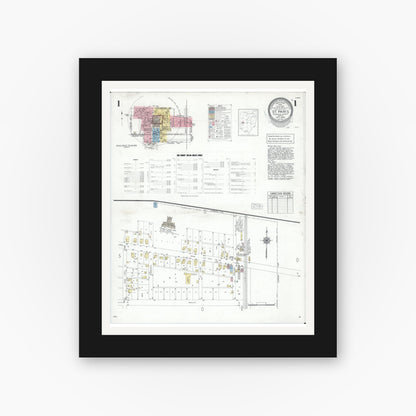 Old map wall art mockup — black gallery frame with white mat — Sanborn Fire Insurance Map from Saint Paris, Champaign County, Ohio (1948) - Complete Map Set