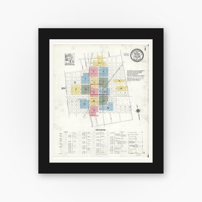 Old map wall art mockup — black gallery frame with white mat — Sanborn Fire Insurance Map from Colton, San Bernardino County, California (1911) - Complete Map Set