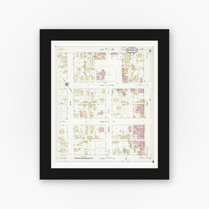 Old map wall art mockup — black gallery frame with white mat — Sanborn Fire Insurance Map from Metropolis, Massac County, Illinois (1910), Sheet #0003