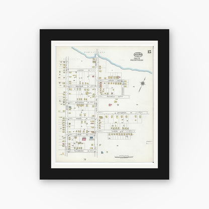 Old map wall art mockup — black gallery frame with white mat — Sanborn Fire Insurance Map from Audubon, Camden County, New Jersey (1920), Sheet #0015