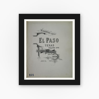 Old map wall art mockup — black gallery frame with white mat — Sanborn Fire Insurance Map from El Paso, El Paso County, Texas (1948), Sheet #0001