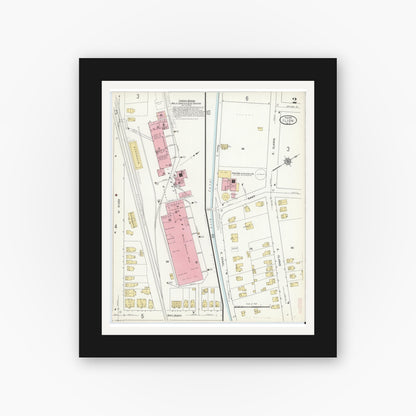 Old map wall art mockup — black gallery frame with white mat — Sanborn Fire Insurance Map from Ilion, Herkimer County, New York (1912) - Complete Map Set