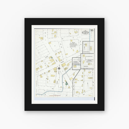 Old map wall art mockup — black gallery frame with white mat — Sanborn Fire Insurance Map from Stillwater, Washington County, Minnesota (1910), Sheet #0035
