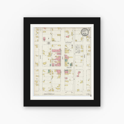 Old map wall art mockup — black gallery frame with white mat — Sanborn Fire Insurance Map from Milford, Kosciusko County, Indiana (1893) - Complete Map Set