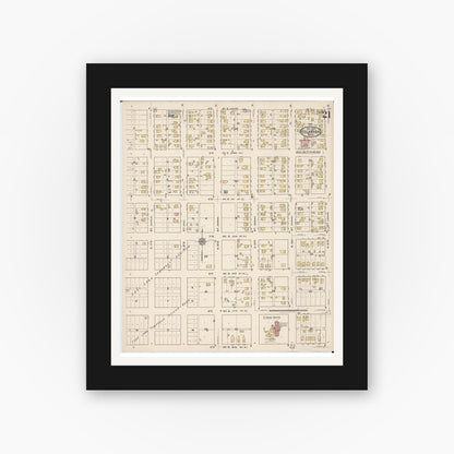 Old map wall art mockup — black gallery frame with white mat — Sanborn Fire Insurance Map from Escanaba, Delta County, Michigan (1921), Sheet #0021