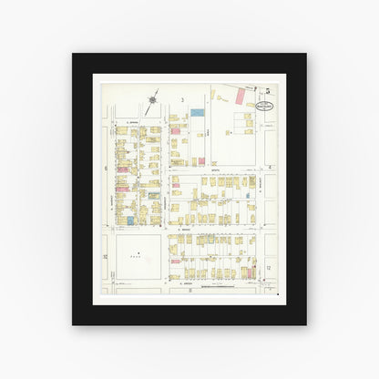 Old map wall art mockup — black gallery frame with white mat — Sanborn Fire Insurance Map from Nanticoke, Luzerne County, Pennsylvania (1912), Sheet #0005