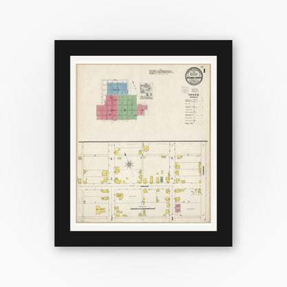 Old map wall art mockup — black gallery frame with white mat — Sanborn Fire Insurance Map from McConnellsburgh, Fulton County, Pennsylvania (1904), Sheet #0001
