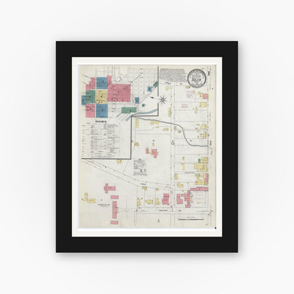 Old map wall art mockup — black gallery frame with white mat — Sanborn Fire Insurance Map from Salem, Independent Cities, Virginia (1908) - Complete Map Set