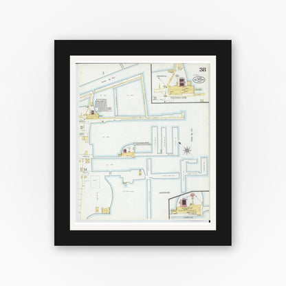 Old map wall art mockup — black gallery frame with white mat — Sanborn Fire Insurance Map from Alpena, Alpena County, Michigan (1901), Sheet #0038