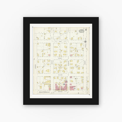 Old map wall art mockup — black gallery frame with white mat — Sanborn Fire Insurance Map from Barry, Pike County, Illinois (1913), Sheet #0004