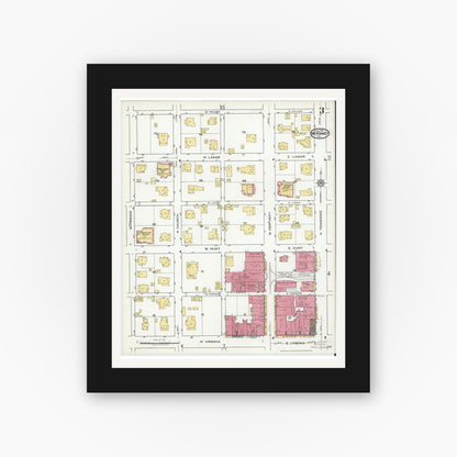 Old map wall art mockup — black gallery frame with white mat — Sanborn Fire Insurance Map from McKinney, Collin County, Texas (1920), Sheet #0003