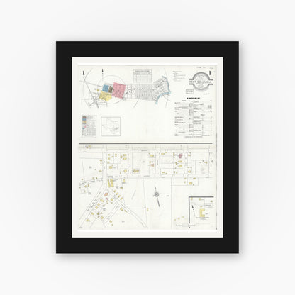 Old map wall art mockup — black gallery frame with white mat — Sanborn Fire Insurance Map from West Columbia, Brazoria County, Texas (1936) - Complete Map Set