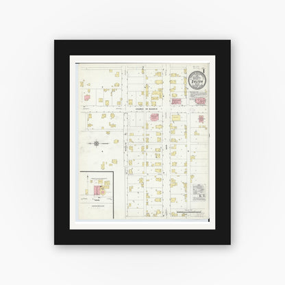 Old map wall art mockup — black gallery frame with white mat — Sanborn Fire Insurance Map from Dalton, Wayne County, Ohio (1911) - Complete Map Set