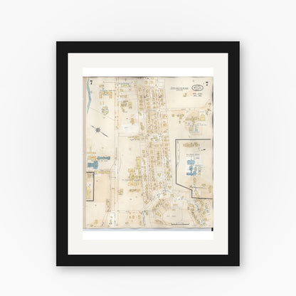 Old map wall art mockup — black gallery frame with white mat — Sanborn Fire Insurance Map from Hilo, Hawaii County, Hawaii (1957), Sheet #0007