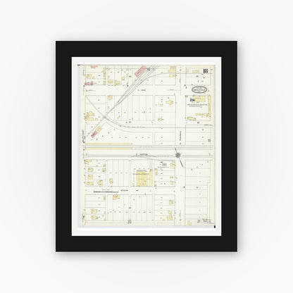 Old map wall art mockup — black gallery frame with white mat — Sanborn Fire Insurance Map from Circleville, Pickaway County, Ohio (1914), Sheet #0018