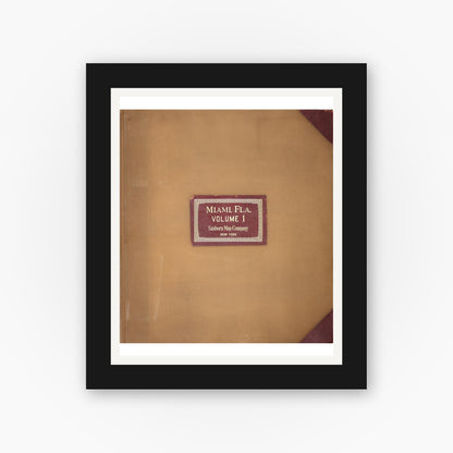 Old map wall art mockup — black gallery frame with white mat — Sanborn Fire Insurance Map from Miami, Dade County, Florida (1950), Sheet #0001