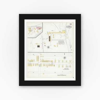Old map wall art mockup — black gallery frame with white mat — Sanborn Fire Insurance Map from Shenandoah, Schuylkill County, Pennsylvania (1908), Sheet #0011