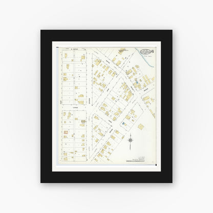 Old map wall art mockup — black gallery frame with white mat — Sanborn Fire Insurance Map from East Jordan, Charlevoix County, Michigan (1912), Sheet #0006