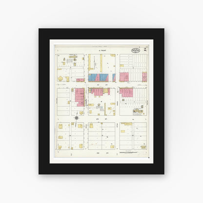 Old map wall art mockup — black gallery frame with white mat — Sanborn Fire Insurance Map from Roscoe, Nolan County, Texas (1921), Sheet #0002