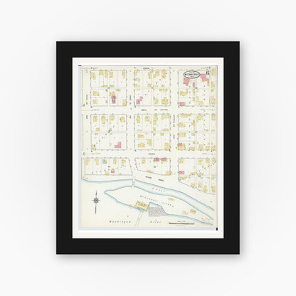 Old map wall art mockup — black gallery frame with white mat — Sanborn Fire Insurance Map from McConnelsville, Morgan County, Ohio (1917), Sheet #0006