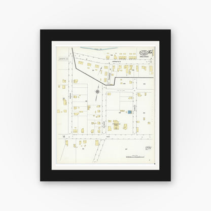 Old map wall art mockup — black gallery frame with white mat — Sanborn Fire Insurance Map from Palmer, Hampden County, Massachusetts (1911), Sheet #0015