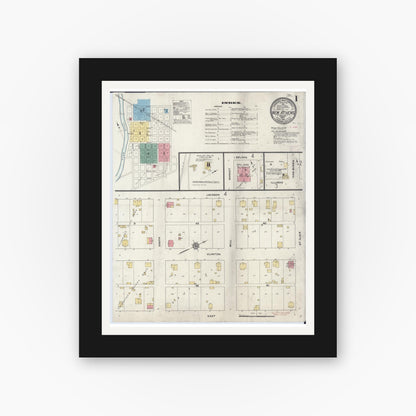 Old map wall art mockup — black gallery frame with white mat — Sanborn Fire Insurance Map from New Athens, Saint Clair County, Illinois (1910) - Complete Map Set