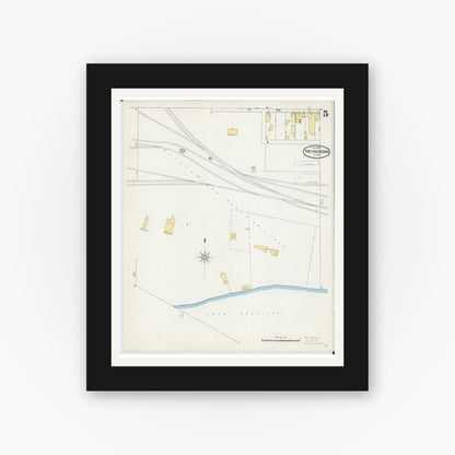 Old map wall art mockup — black gallery frame with white mat — Sanborn Fire Insurance Map from Two Harbors, Lake County, Minnesota (1892), Sheet #0005