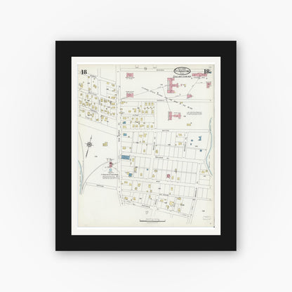 Old map wall art mockup — black gallery frame with white mat — Sanborn Fire Insurance Map from Saint Augustine, Saint John's County, Florida (1924), Sheet #0018