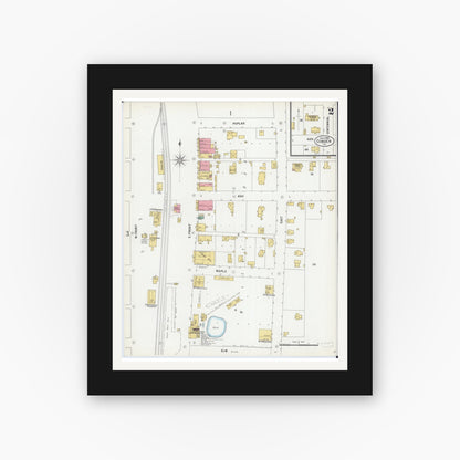 Old map wall art mockup — black gallery frame with white mat — Sanborn Fire Insurance Map from Cobden, Union County, Illinois (1900), Sheet #0002