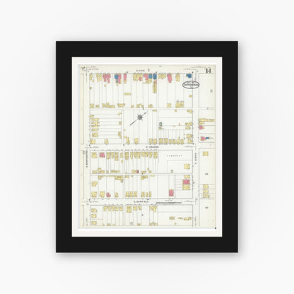 Old map wall art mockup — black gallery frame with white mat — Sanborn Fire Insurance Map from Shippensburg, Cumberland And Franklin Counties, Pennsylvania (1921), Sheet #0014