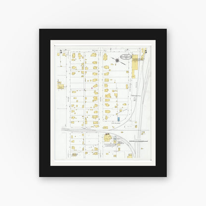 Old map wall art mockup — black gallery frame with white mat — Sanborn Fire Insurance Map from South Charleston, Clark County, Ohio (1927), Sheet #0005