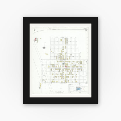 Old map wall art mockup — black gallery frame with white mat — Sanborn Fire Insurance Map from Port Saint Joe, Gulf County, Florida (1940), Sheet #0005