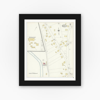 Old map wall art mockup — black gallery frame with white mat — Sanborn Fire Insurance Map from Granville, Washington County, New York (1912), Sheet #0002